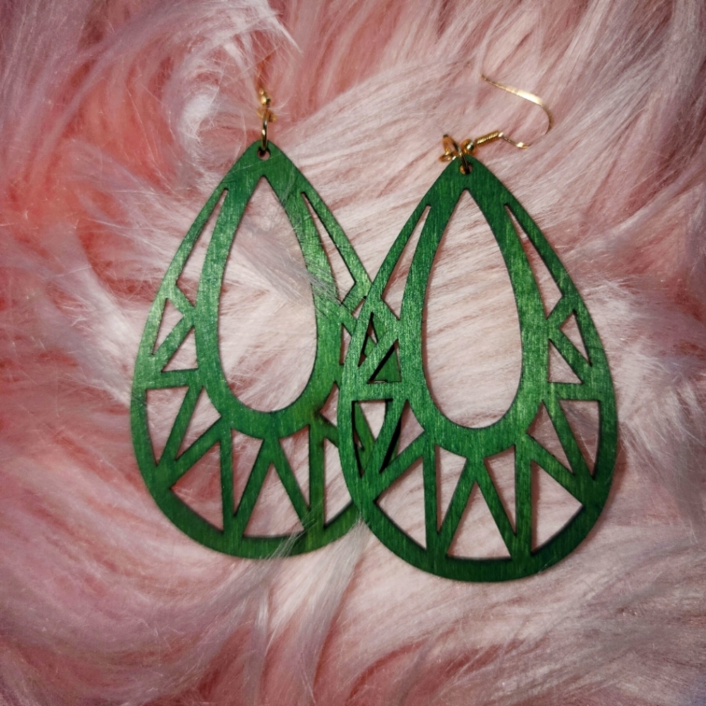 Laser Cut Wooden Earrings